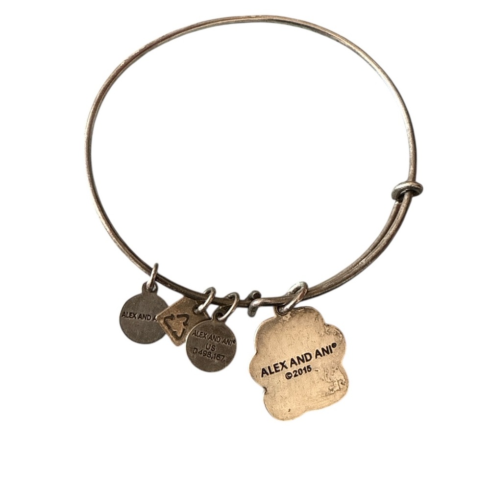 Alex and Ani Silver Dog Paw Print Charm Dangle Bracelet - Good - Picture 5 of 5